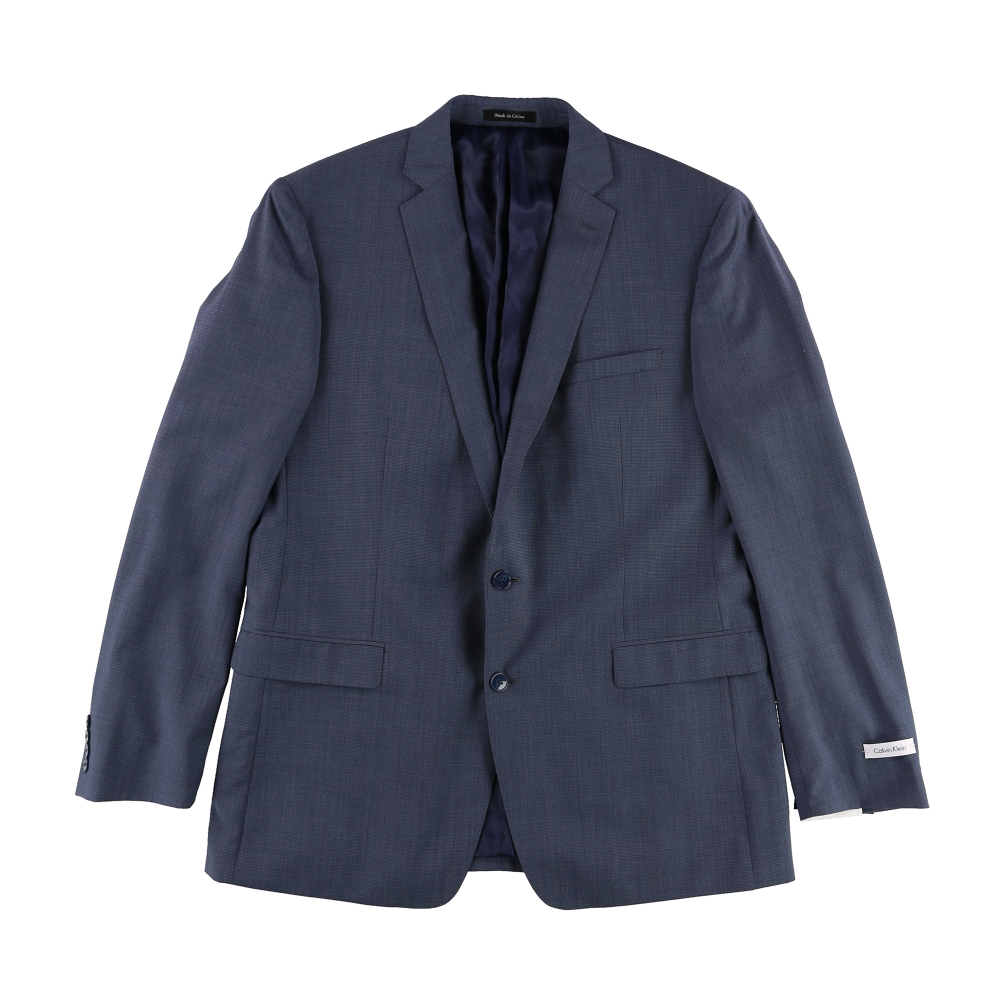 Calvin Klein Mens Neat Two Button Blazer Jacket, Blue, 46 Long
